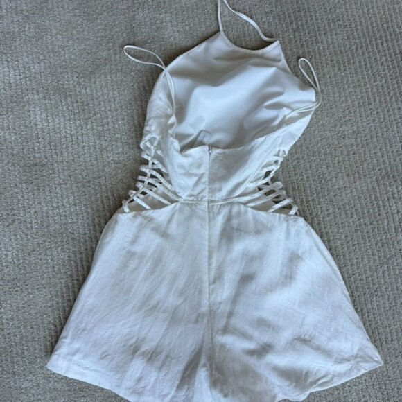SIMKHAI Christina Linen Cover Up Strappy Romper | Size XS - Picture 3 of 8